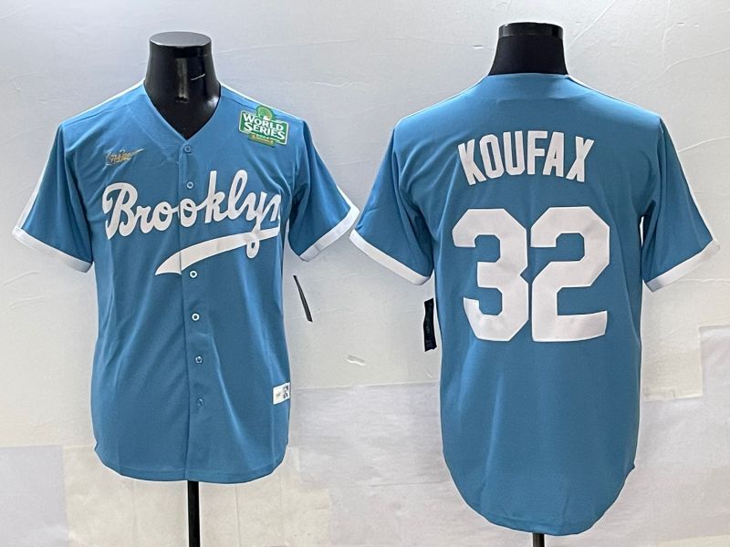 Men Los Angeles Dodgers #32 Koufax Light Blue Throwback 2025 Nike MLB Jersey style 40->los angeles dodgers->MLB Jersey